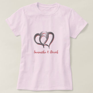Camiseta Dois Corações Cromados Personalizados com Nomes