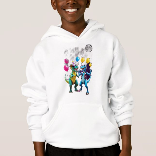 Camiseta Dois dinossauros dançando como se estivessem numa  (Frente)