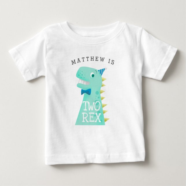Camiseta Dois Dinossauros de Aniversário REX (Frente)