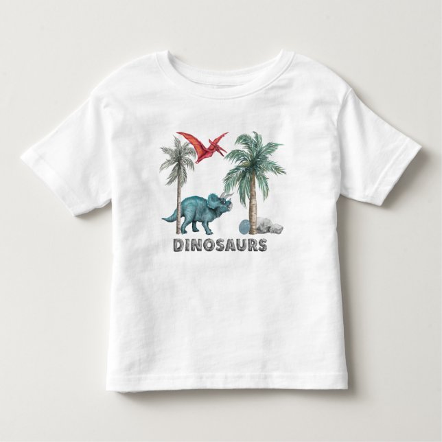 Camiseta Dois dinossauros Whimsical na selva (Frente)