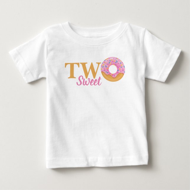 Camiseta Dois Doce! Donut Glacê de Algodão Doce 2º Aniversá (Frente)