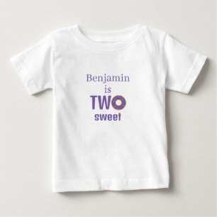 Camiseta Dois Doces Aniversário de 2 Anos Rosquinha Roxa
