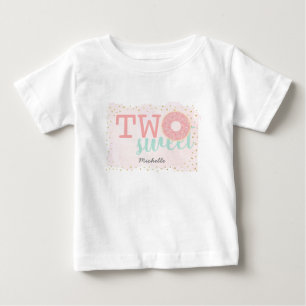 Camiseta Dois Donut Rosado Doce Menina 2º Aniversário