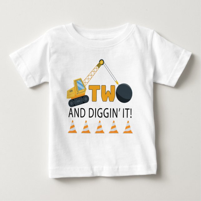 Camiseta Dois e Diggin' It Construction Birthday T Shirt (Frente)