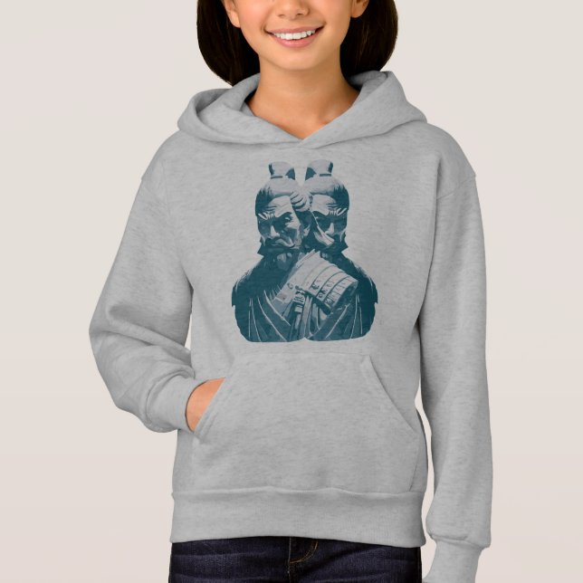 Camiseta Dois Estatuetas de Samurai Japoneses Design (Frente)