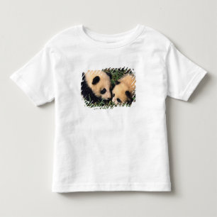 Camiseta Dois filhotes de panda no arbusto de bambu, Wolong