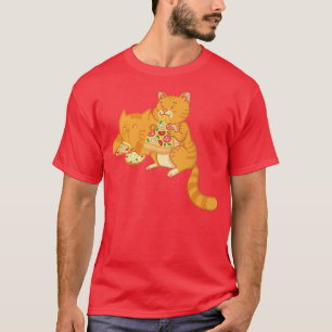 Camiseta Dois gatos anime Kawaii gostando de pizza delicios