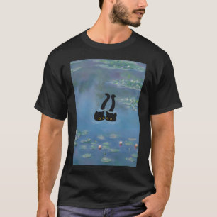 Camiseta Dois Gatos de Impressão Monet Waterlily