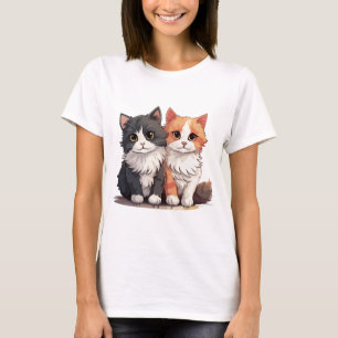 Camiseta Dois Gatos Fofos – Gráfico de Duo Felino