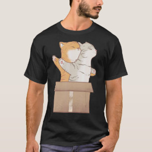 Camiseta Dois Gatos Navegam Em Uma Caixa Para Amigos Donos 