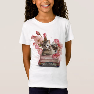 Camiseta Dois gatos num caminhão e flores