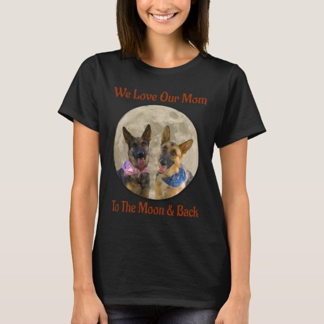 Camiseta Dois German shepherd amam a mãe (Frente)