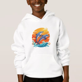 Camiseta Dois golfinhos de desenho animado saltando