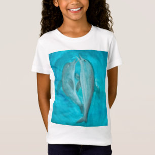 Camiseta Dois golfinhos jogando selvagens e livres no ocean