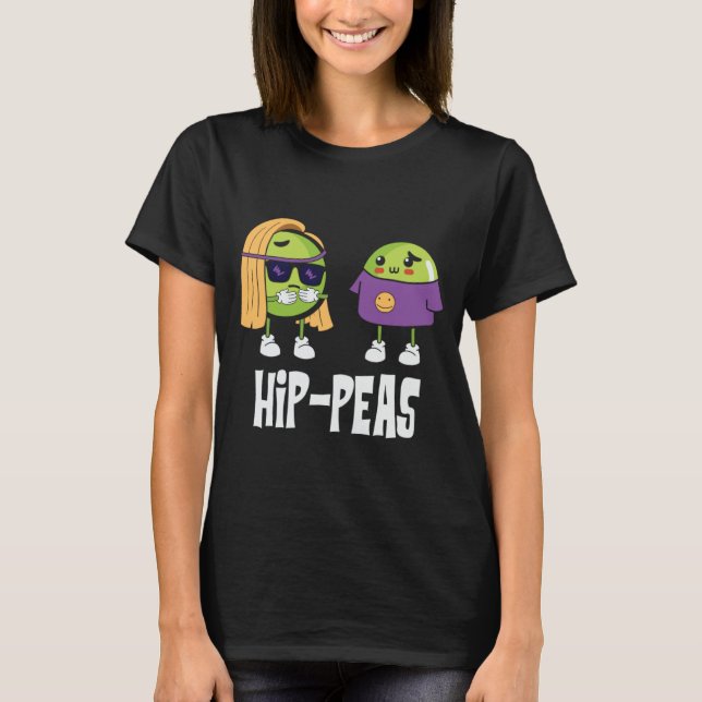 Camiseta Dois Hippie Peas Vegetables Veggie Verde Saudável  (Frente)