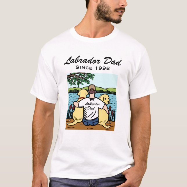 Camiseta Dois Labradors amarelo e pai (Frente)