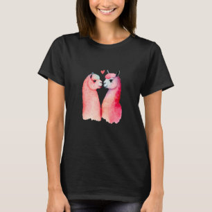 Camiseta Dois Lhamas Adoráveis No Amor, Dia de os namorados