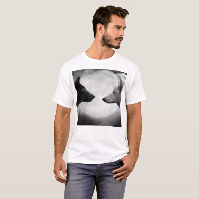 Camiseta Dois lobos se encarando (Frente Completa)