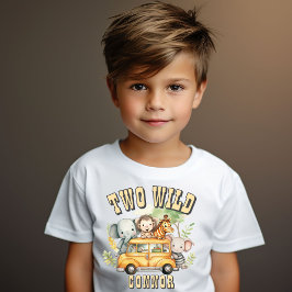 Camiseta Dois meninos selvagens animais safari de aniversár