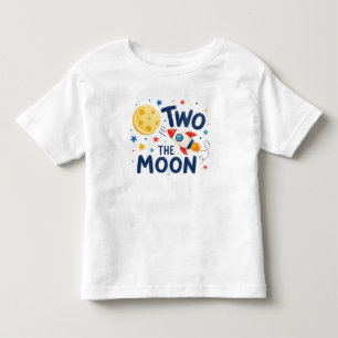 Camiseta Dois para a Lua 2º Aniversário Foguete Espaço Fofo