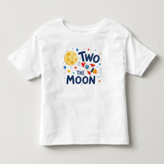 Camiseta Dois para a Lua 2º Aniversário Foguete Espaço Fofo