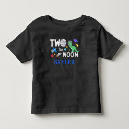 Camiseta Dois Para a Lua Dinossauro Astronauta 2º Aniversár