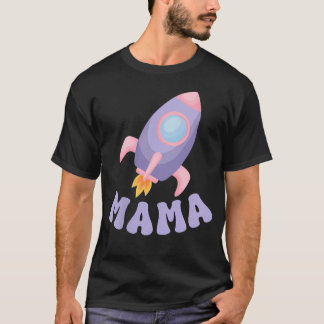 Camiseta Dois Para a Lua Mamãe da Menina do Aniversário Ast