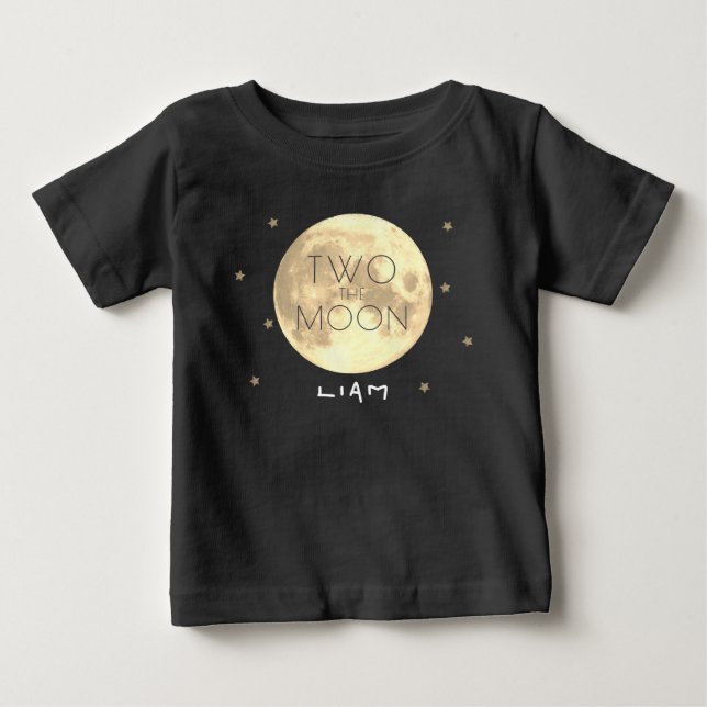Camiseta Dois para a Lua Preto 2º Aniversário Menino (Frente)