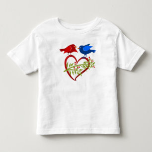 Camiseta Dois Pássaros Amorosos com Coração Aberto