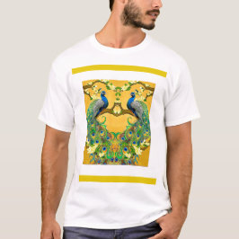 Camiseta Dois Peacocks Azuis Indianos