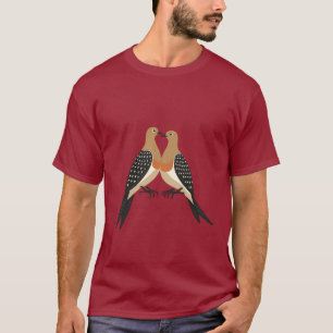 Camiseta Dois Pombos Cortados Estêncil Estilo Retrô 5
