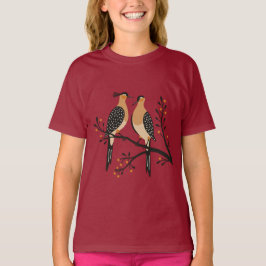 Camiseta Dois Pombos Cortados Estêncil Estilo Retrô 7