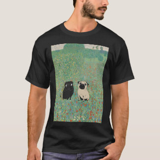 Camiseta Dois Pugs no Prado de Klimt