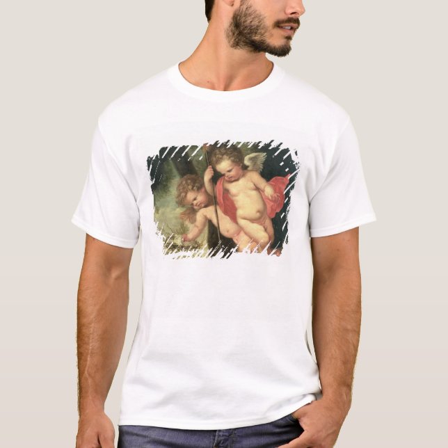 Camiseta Dois querubins de voo, mantendo a coroa de (Frente)