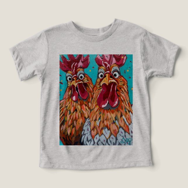 Camiseta Dois Quirky Roosters (Design frontal)
