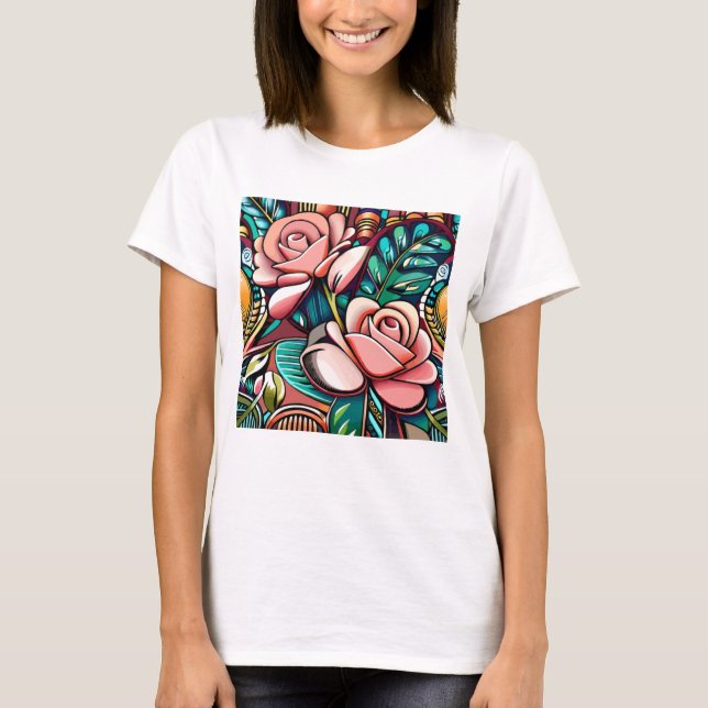 Camiseta Dois Rosas: Um arranjo Floral Padrão (Frente)