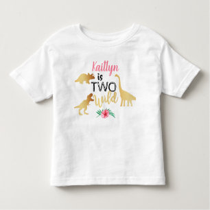 Camiseta Dois segundos aniversários de Raparigas Dinossaura