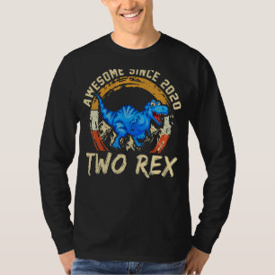 Camiseta Dois segundos aniversários Rex Segundo Dinossauro,