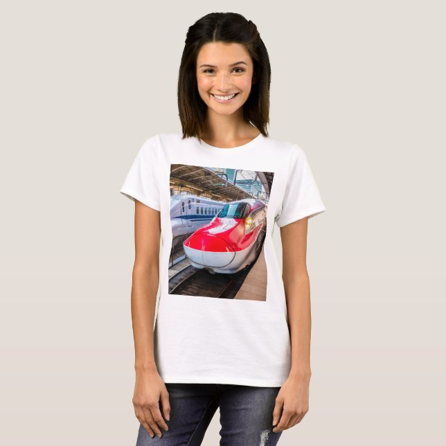 Camiseta Dois Shinkansen na Estação de Tóquio (Frente Completa)