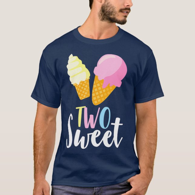 Camiseta Dois Sorvete Doce No Segundo Aniversário (Frente)