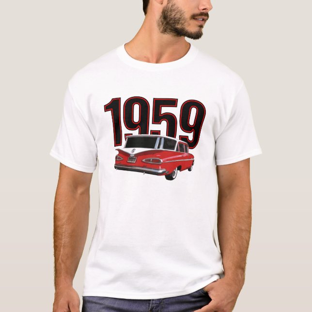 Camiseta Dois-tom carrinha 1959 vermelho & do branco de (Frente)