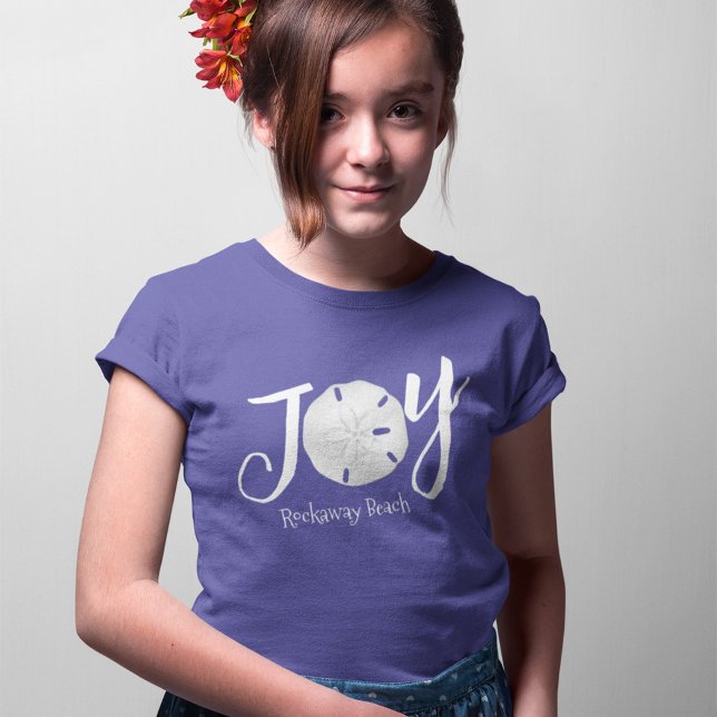 Camiseta Dólar de Areia Personalizada da Alegria de Natal (Christmas Joy Sand dollar custom girls T Shirt. )