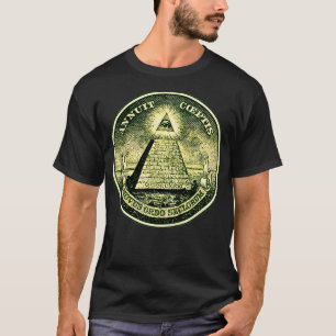 Camiseta Dólar, símbolo ocular, pirâmide masônica trian