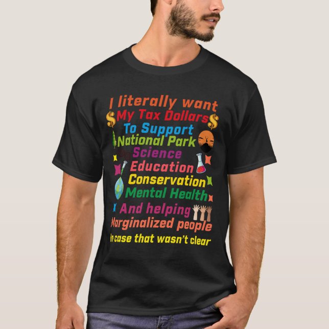 Camiseta Dólares de impostos para Pessoas e planetas (Frente)