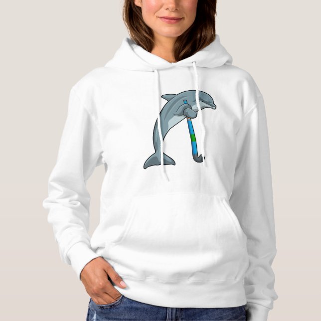Camiseta Dolphin at Hockey with Hockey stick (Frente)