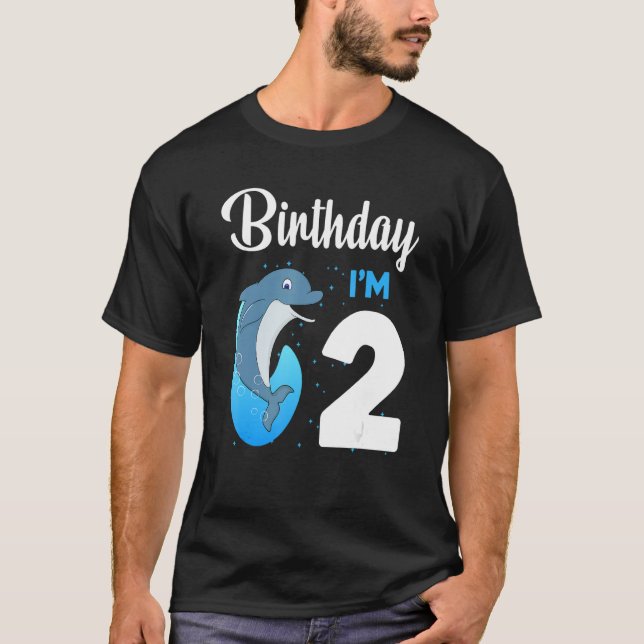 Camiseta Dolphin Birthday, 2 anos Meninos Meninos Meninos D (Frente)