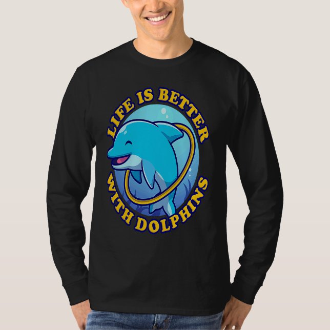 Camiseta Dolphin Fanatic Sea Animals  With Dolphins (Frente)