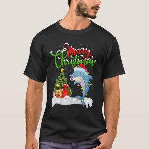 Camiseta Dolphin Fish Engraçado Lover Xmas Iluminando Golf