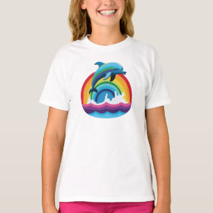 Camiseta Dolphin Flippin sobre o arco-íris