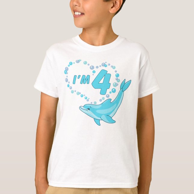 Camiseta Dolphin Heart 4th Birthday (Frente)